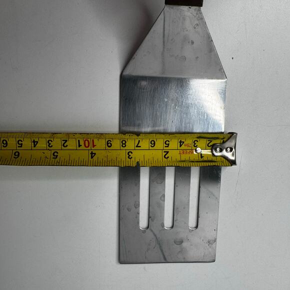 Vintage Household Japan Stainless Slotted Short Spatula Turner Wood Handle - Picture 6 of 7